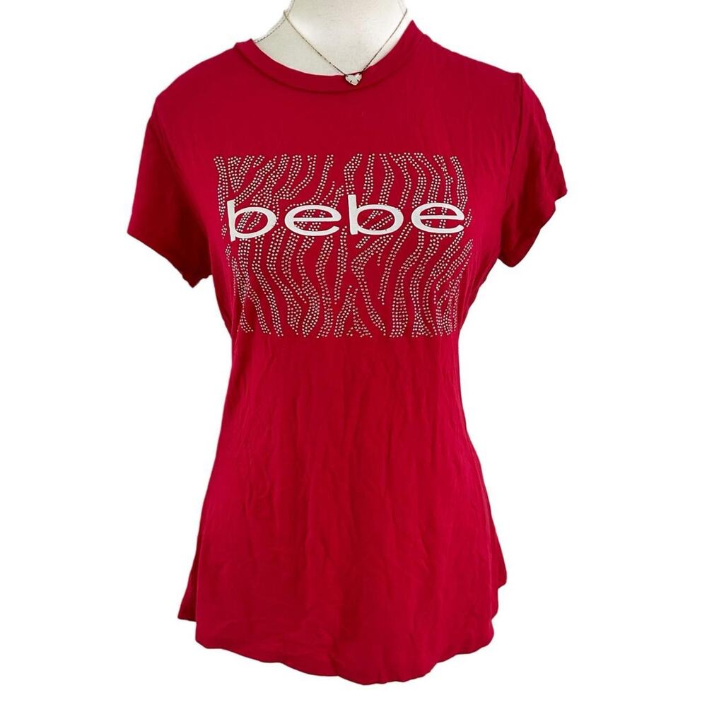 BeBe Rhinetsone Pink Baby Tee Full Length Size Women’s Large